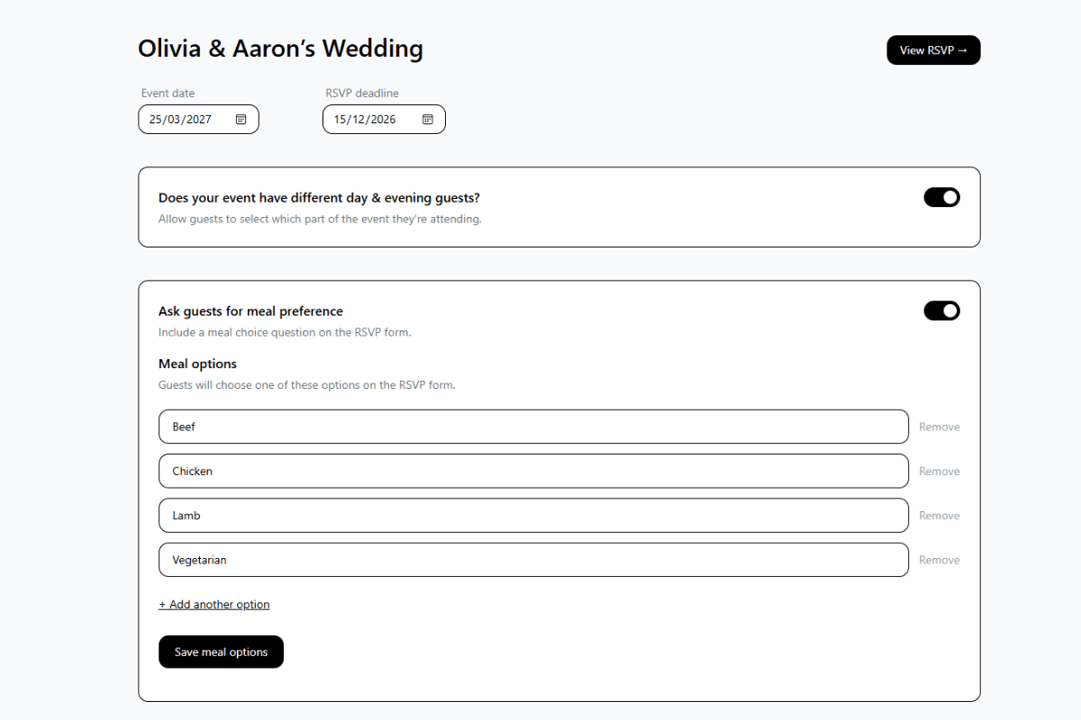 MySimpleRSVP screenshot